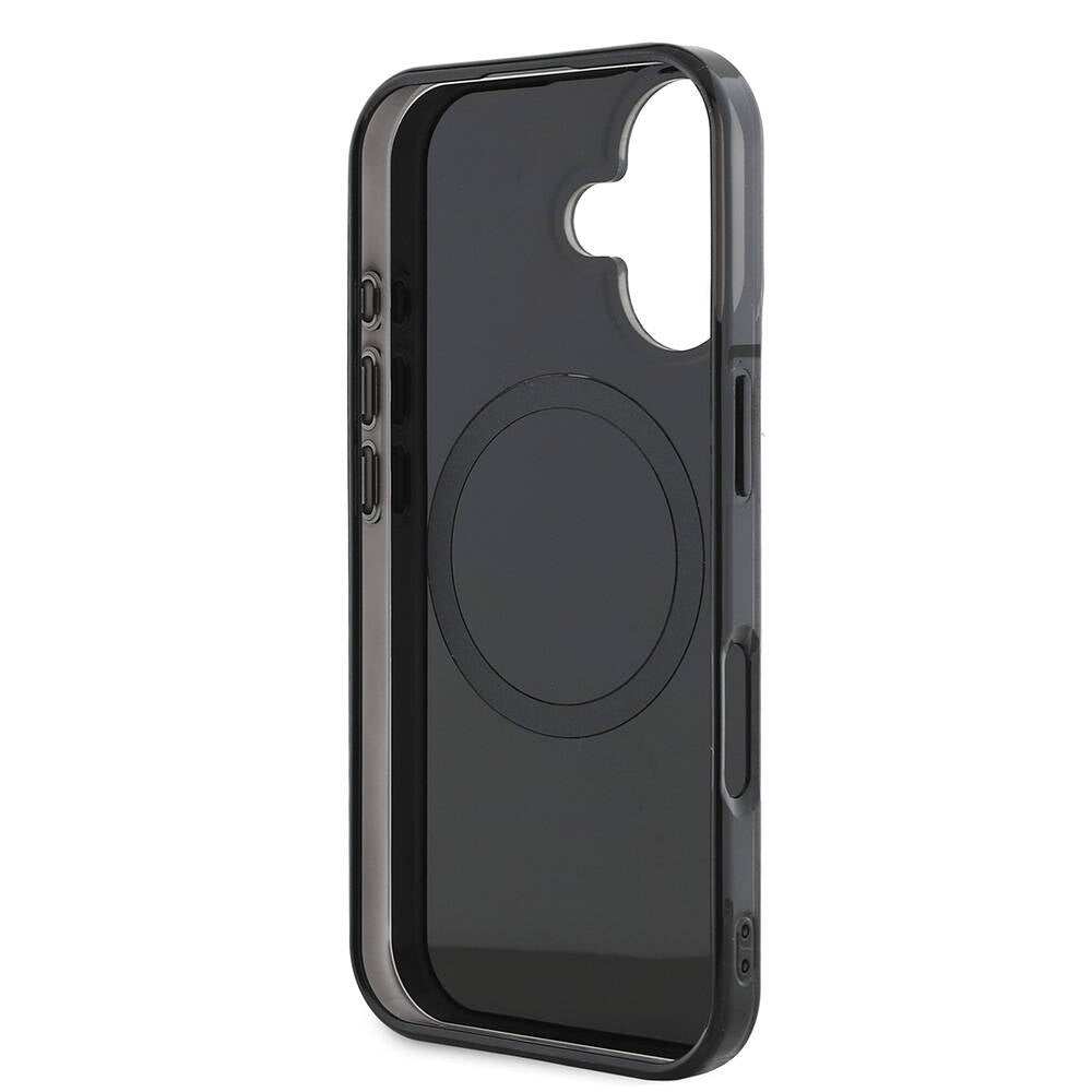 iPhone 16 Plus Kılıf AMG Orjinal Lisanslı Magsafe Şarj Özellikli Çift Katmanlı Kırmızı Çapraz Çizgili Kılıf Siyah-Kırmızı