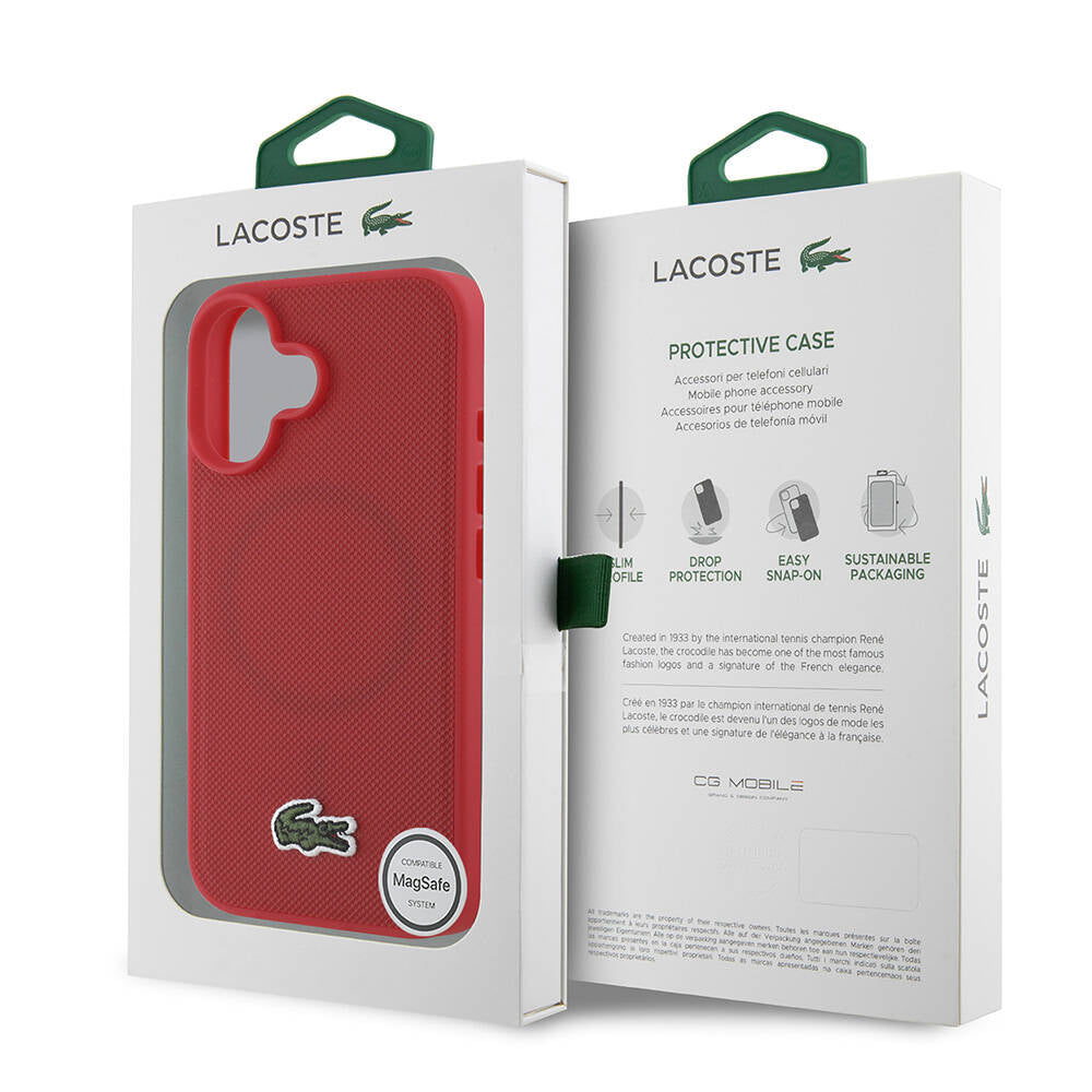 iPhone 16 Plus Kılıf Lacoste Orjinal Lisanslı PU Pike Desenli Arka Yüzey İkonik Timsah Dokuma Logolu Kılıf Siyah