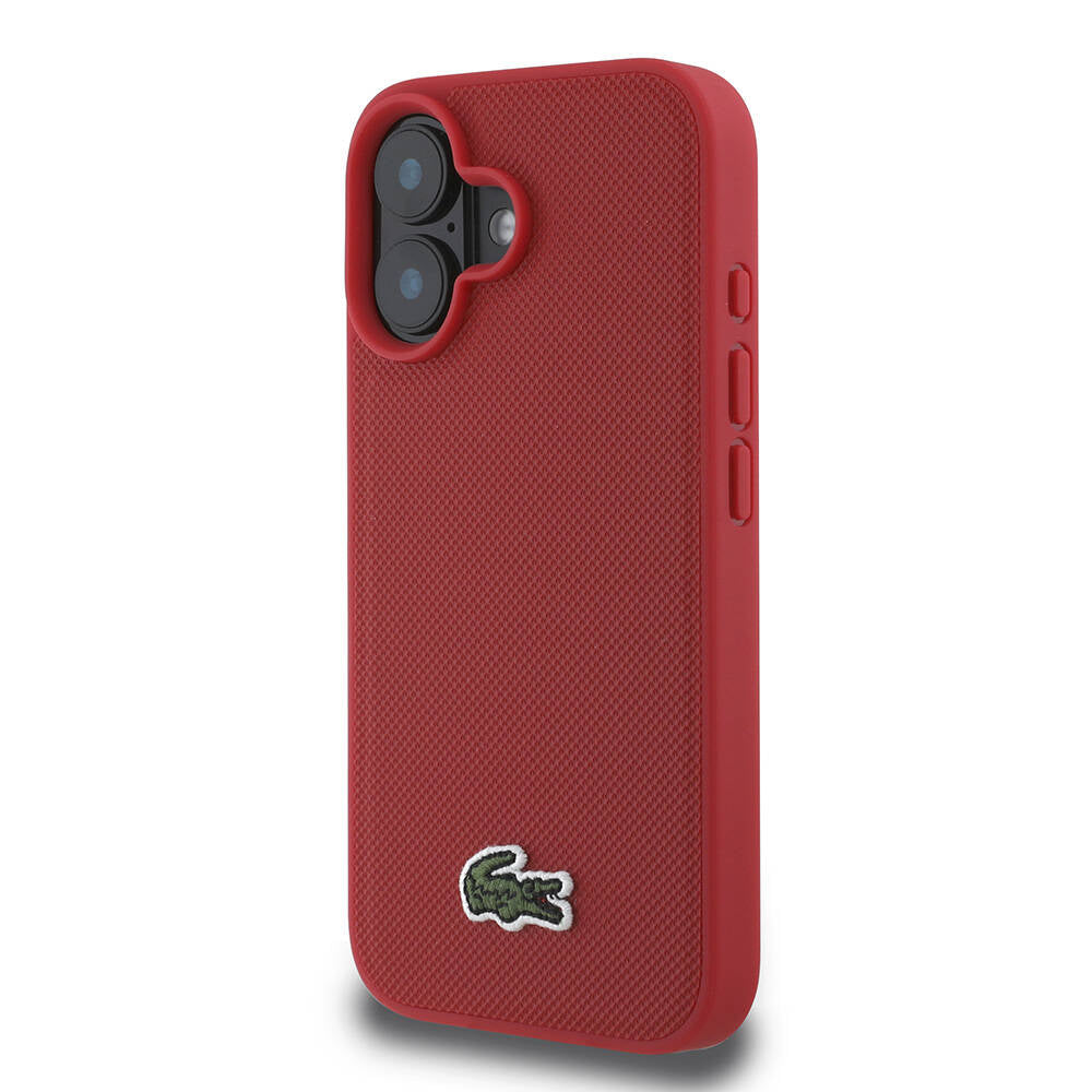 iPhone 16 Plus Kılıf Lacoste Orjinal Lisanslı PU Pike Desenli Arka Yüzey İkonik Timsah Dokuma Logolu Kılıf Siyah