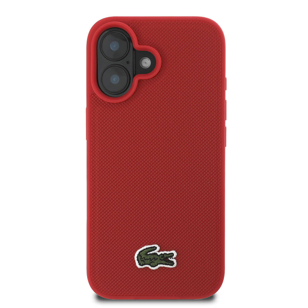 iPhone 16 Plus Kılıf Lacoste Orjinal Lisanslı PU Pike Desenli Arka Yüzey İkonik Timsah Dokuma Logolu Kılıf Siyah