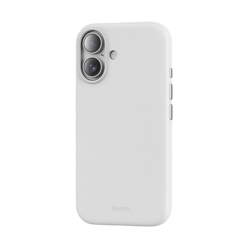 iPhone 16 Plus Kılıf Magsafe Şarj Özellikli Çizilmeye Dayanıklı Benks VitaPro Serisi PU Deri Kılıf Gri