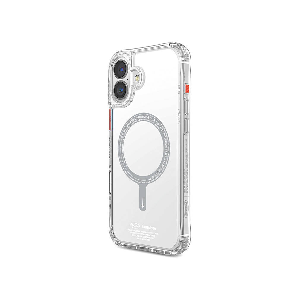 iPhone 16 Plus Kılıf Magsafe Şarj Özellikli Şeffaf Airbag Tasarımlı Skinarma Saido Kılıf Siyah