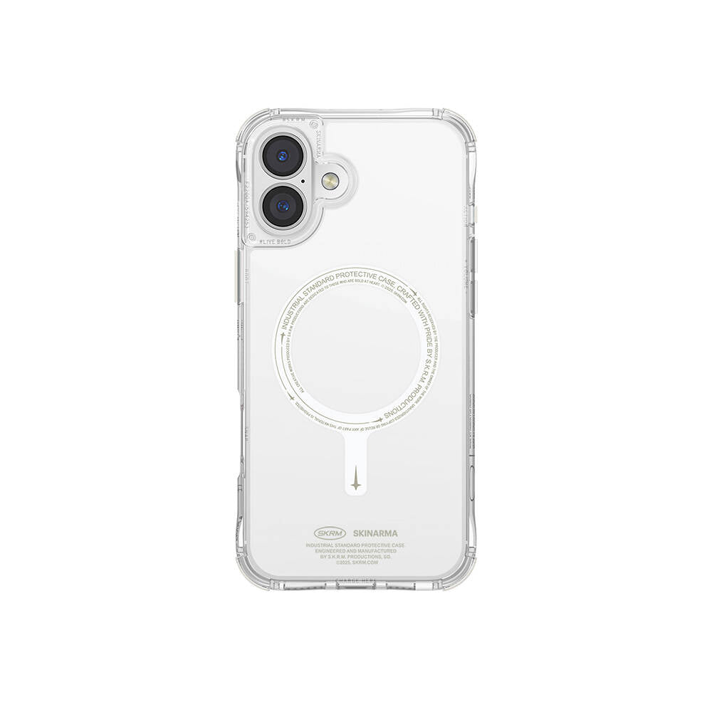 iPhone 16 Plus Kılıf Magsafe Şarj Özellikli Şeffaf Airbag Tasarımlı Skinarma Saido Nightglow Kılıf Şeffaf
