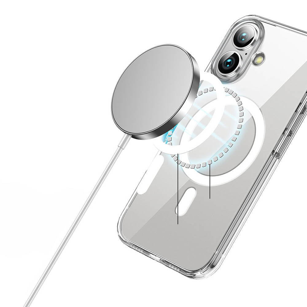iPhone 16 Plus Kılıf Magsafe Şarj Özellikli Transparan Sert PC Wlons Pita Kılıf Şeffaf