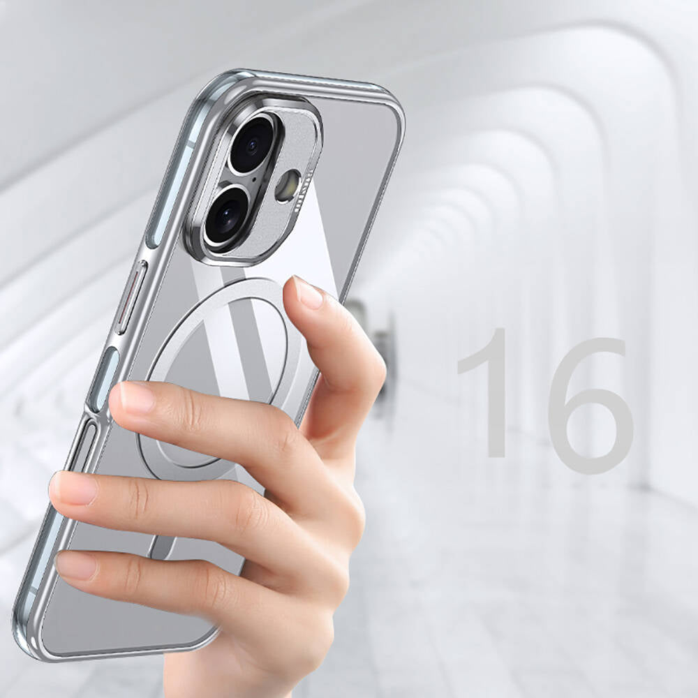 iPhone 16 Plus Kılıf Magsafe Şarj Özellikli Wlons Standlı Efsane Kılıf Siyah