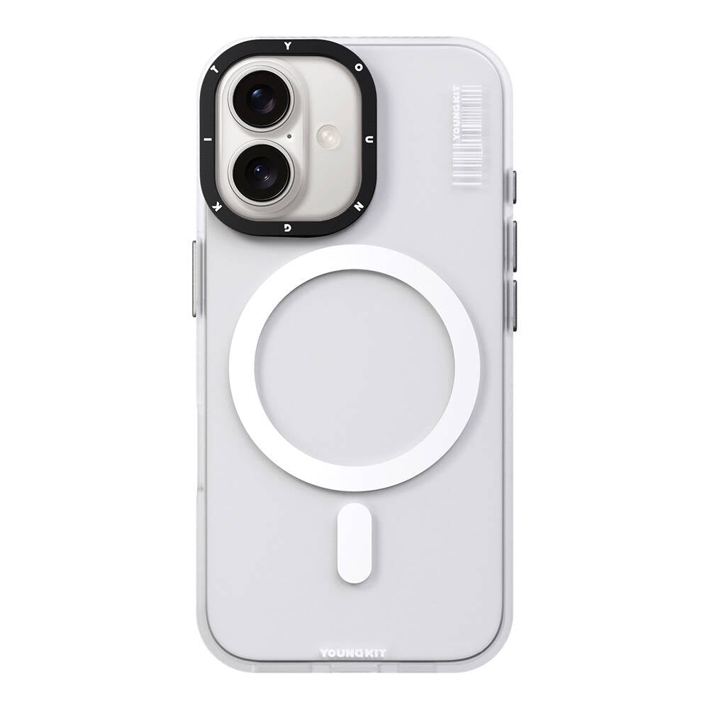 iPhone 16 Plus Kılıf Magsafe Şarj Özellikli Youngkit Hidden Sand Serisi Kılıf Beyaz