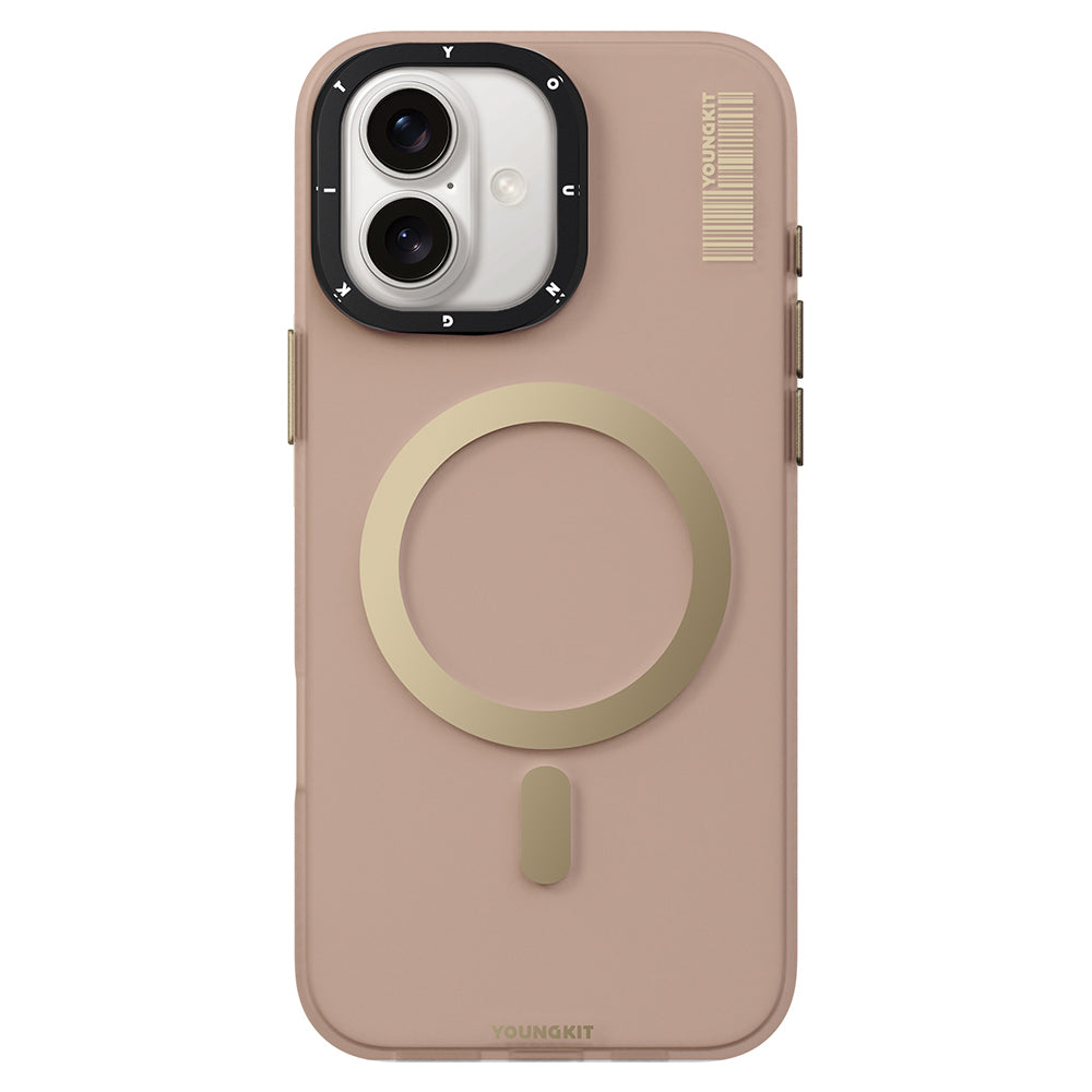 iPhone 16 Plus Kılıf Magsafe Şarj Özellikli Youngkit Hidden Sand Serisi Kılıf Gold
