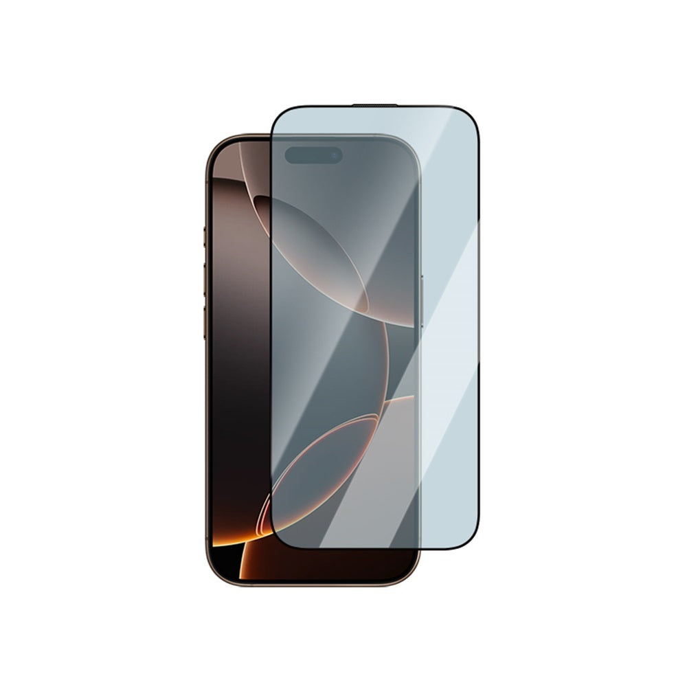 Apple iPhone 16 Pro CaseWorld 3D Eyesafe Mavi Işık Teknolojili 0.15mm Temperli Cam Ekran  Koruyucu + Uygulama Aparatı Şeffaf