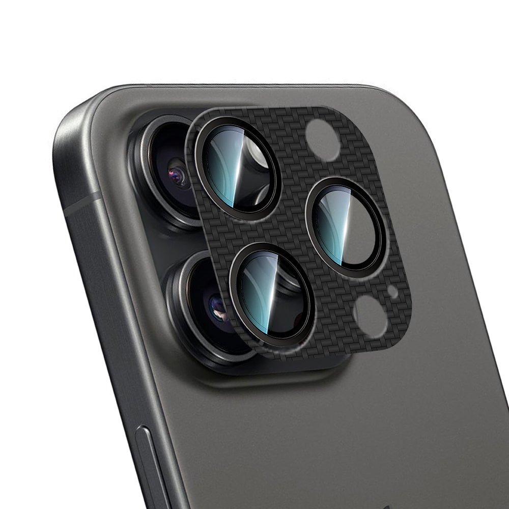 Apple iPhone 16 Pro CaseWorld Karbon Fiber Serisi Anti Reflective Ultra Clear Full Kamera Lens Koruyucu Siyah
