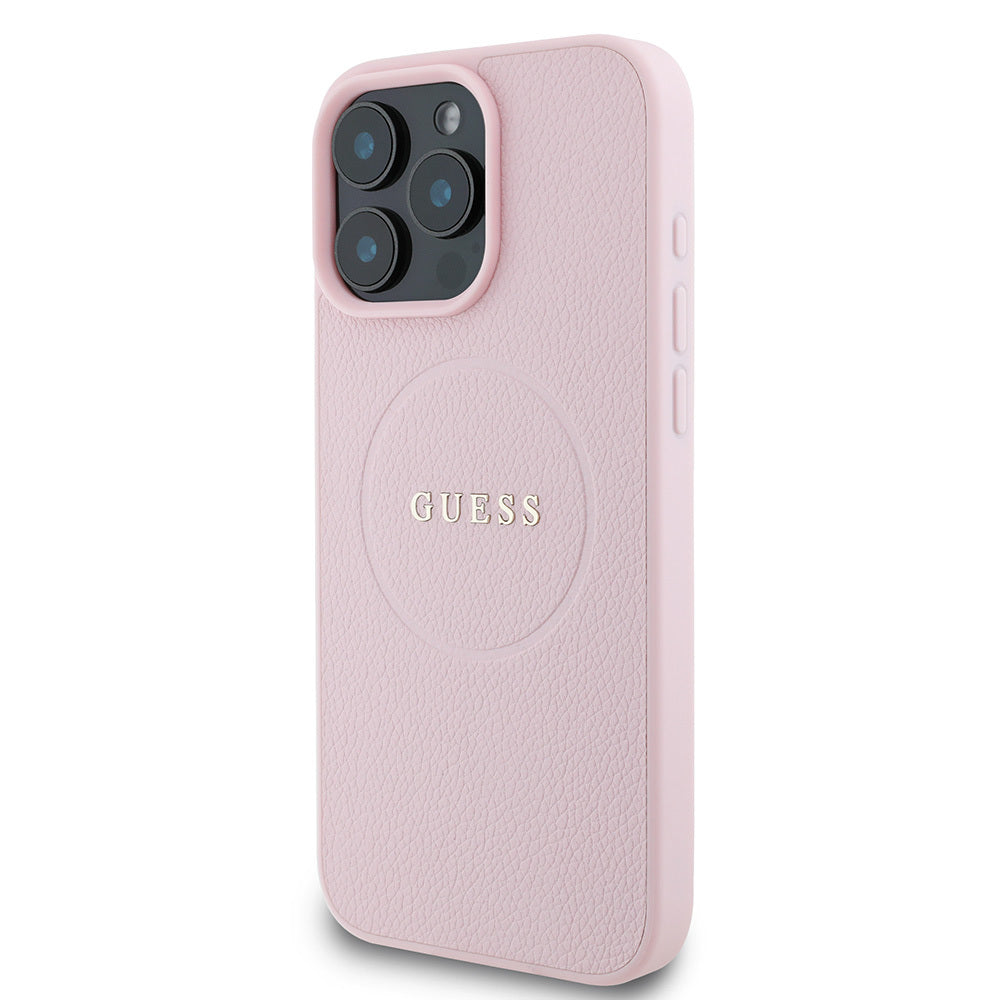 Apple iPhone 16 Pro Kılıf Guess Orjinal Lisanslı Magsafe Şarj Özellikli Yazı Logolu Grained Kapak Yeşil