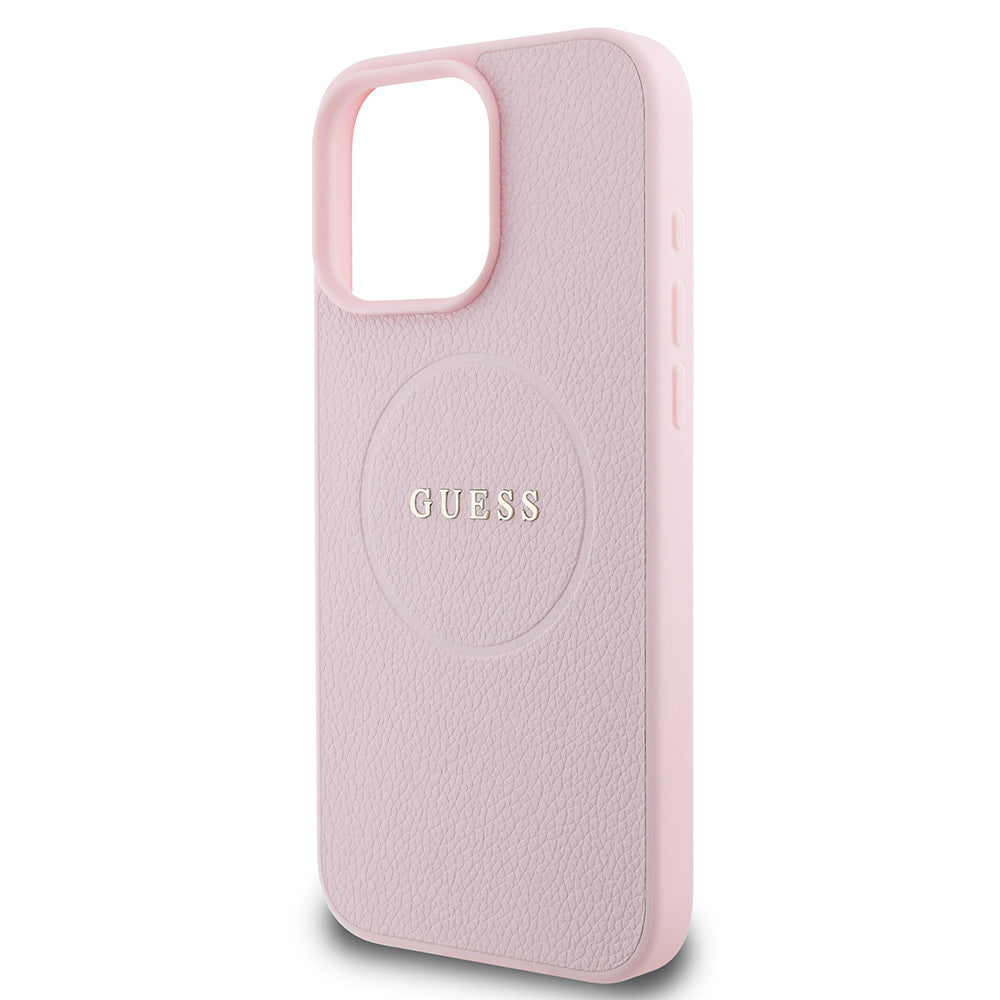 Apple iPhone 16 Pro Kılıf Guess Orjinal Lisanslı Magsafe Şarj Özellikli Yazı Logolu Grained Kapak Yeşil