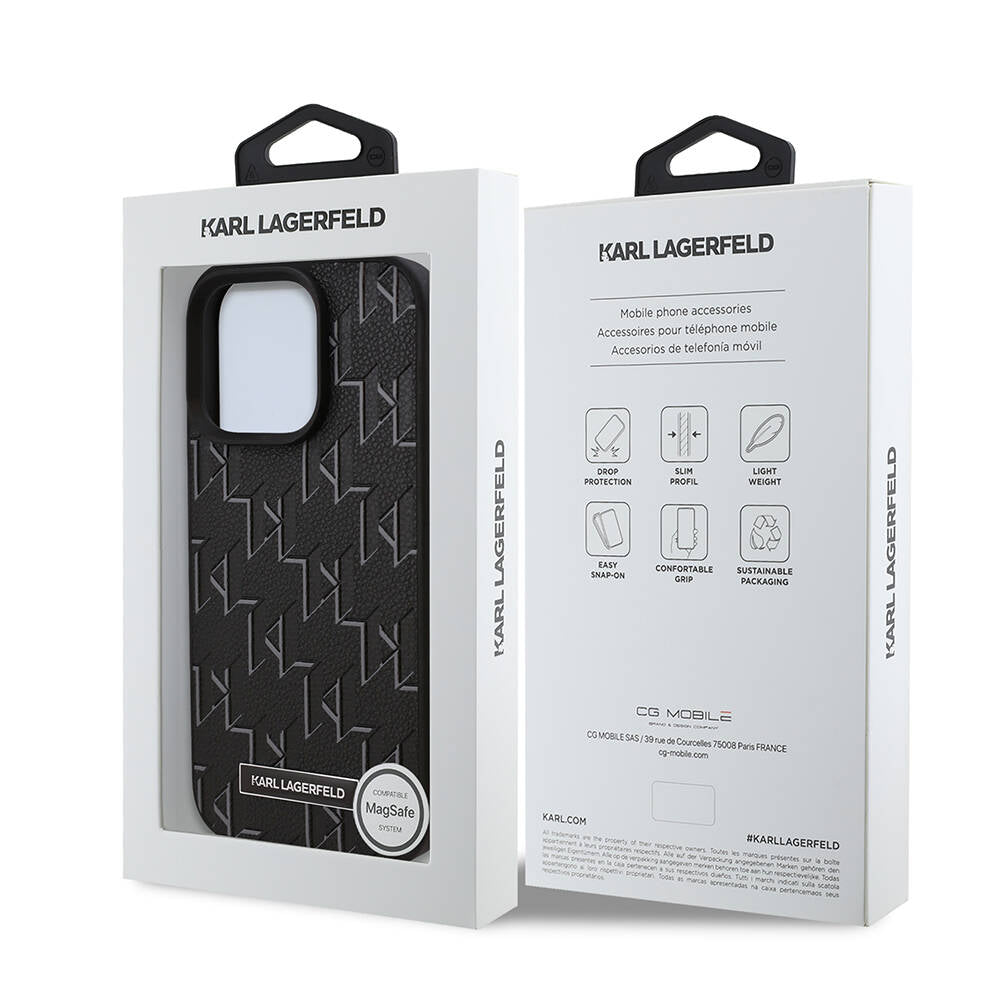 iPhone 16 Pro Kılıf Karl Lagerfeld Orjinal Lisanslı Magsafe Şarj Özellikli KL Yazılı Hot Stamp Kılıf Krem