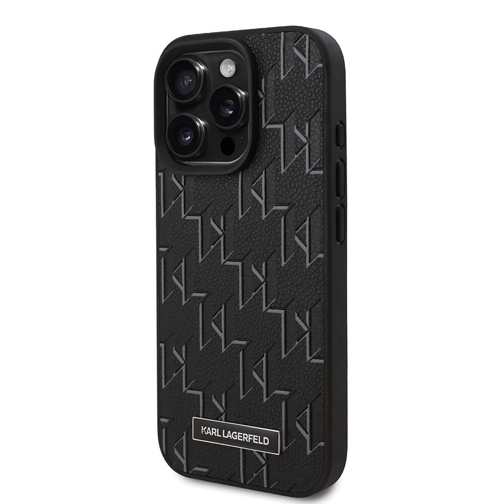 iPhone 16 Pro Kılıf Karl Lagerfeld Orjinal Lisanslı Magsafe Şarj Özellikli KL Yazılı Hot Stamp Kılıf Krem