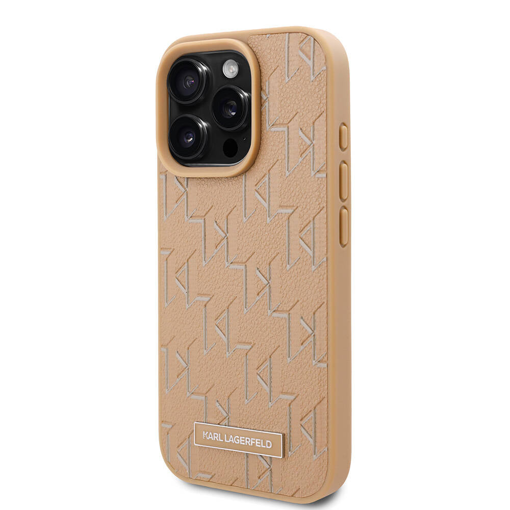 iPhone 16 Pro Kılıf Karl Lagerfeld Orjinal Lisanslı Magsafe Şarj Özellikli KL Yazılı Hot Stamp Kılıf Pembe