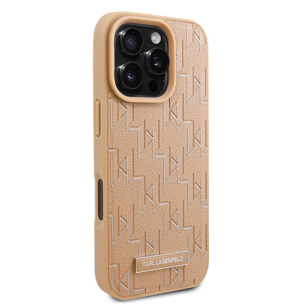 iPhone 16 Pro Kılıf Karl Lagerfeld Orjinal Lisanslı Magsafe Şarj Özellikli KL Yazılı Hot Stamp Kılıf Pembe