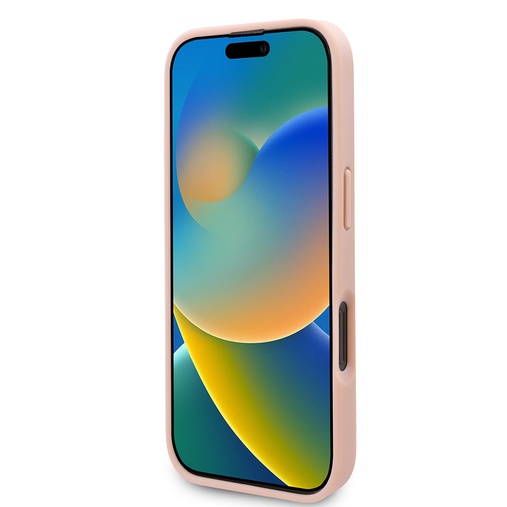 iPhone 16 Pro Kılıf Karl Lagerfeld Orjinal Lisanslı Magsafe Şarj Özellikli KL Yazılı Hot Stamp Kılıf Pembe