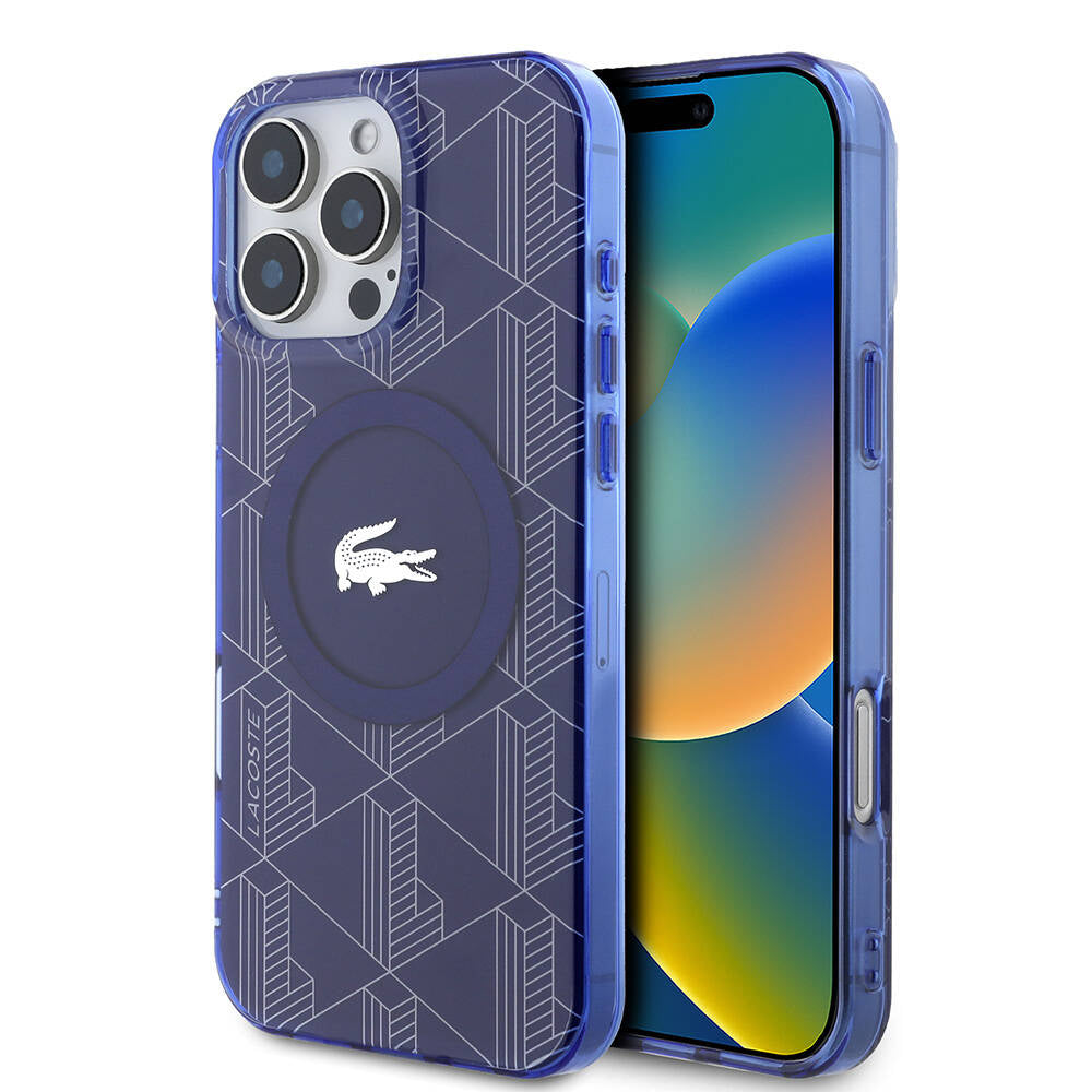 iPhone 16 Pro Kılıf Lacoste Orjinal Lisanslı Magsafe Şarj Özellikli IML Baskılı Gümüş Timsah Logolu Monogram Kılıf Yeşil