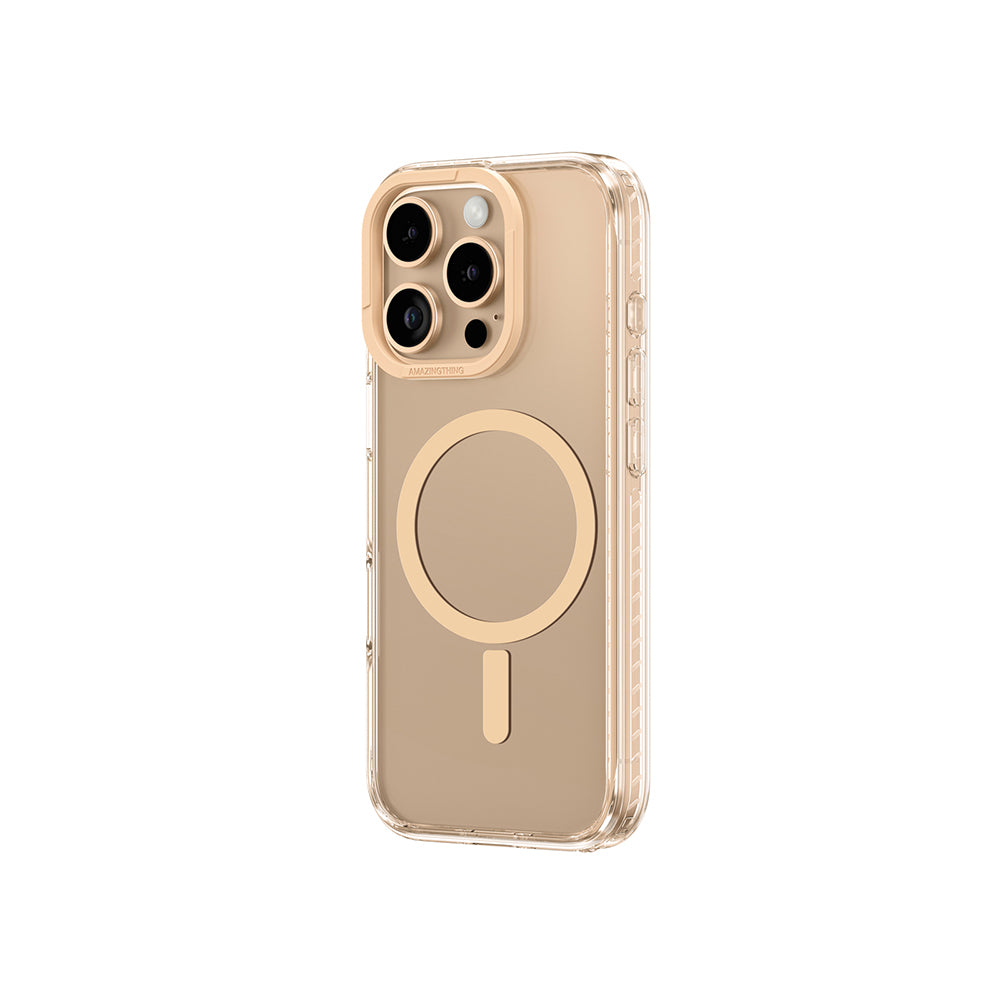 Apple iPhone 16 Pro Kılıf M-Safe Şarj Özellikli Airbag Tasarımlı Amazingthing Titan Pro Serisi Kapak Rose Gold