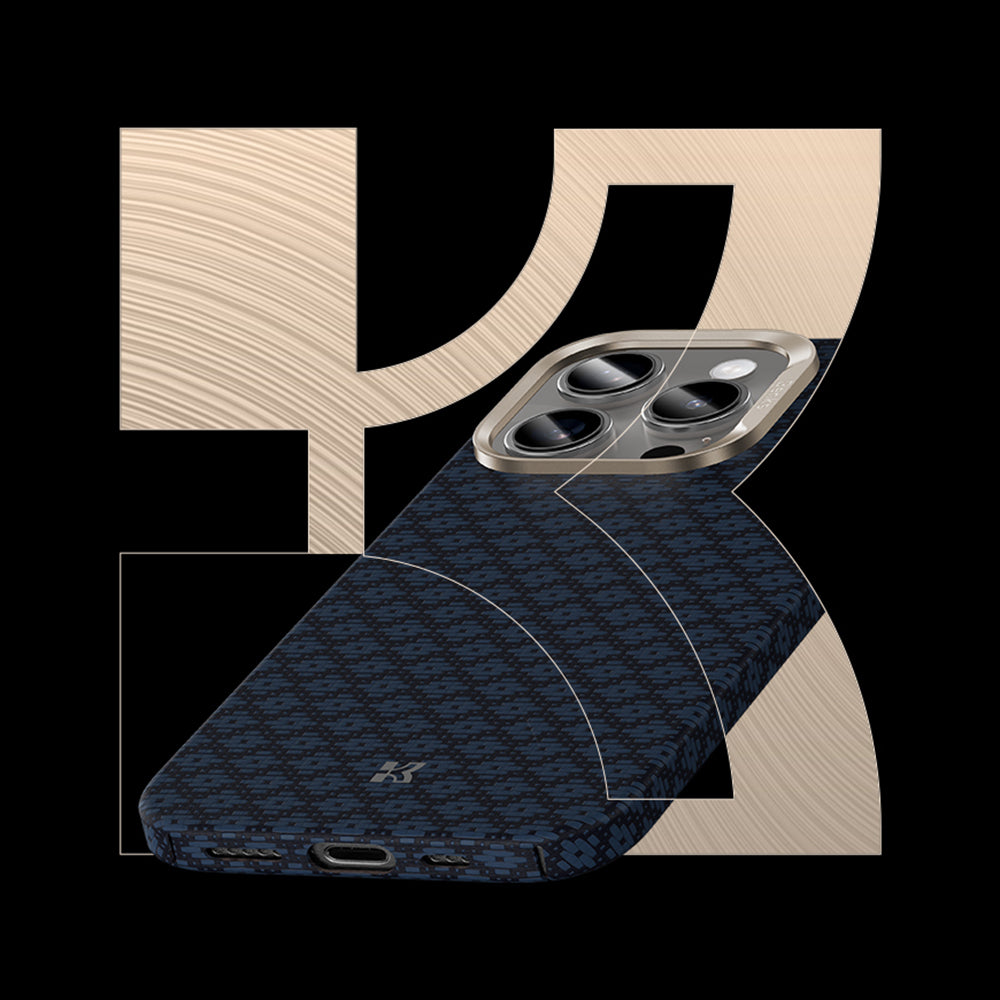 Apple iPhone 16 Pro Kılıf M-Safe Şarj Özellikli Benks ArmorAir ArmorGrid Serisi Kevlar Kapak Mavi