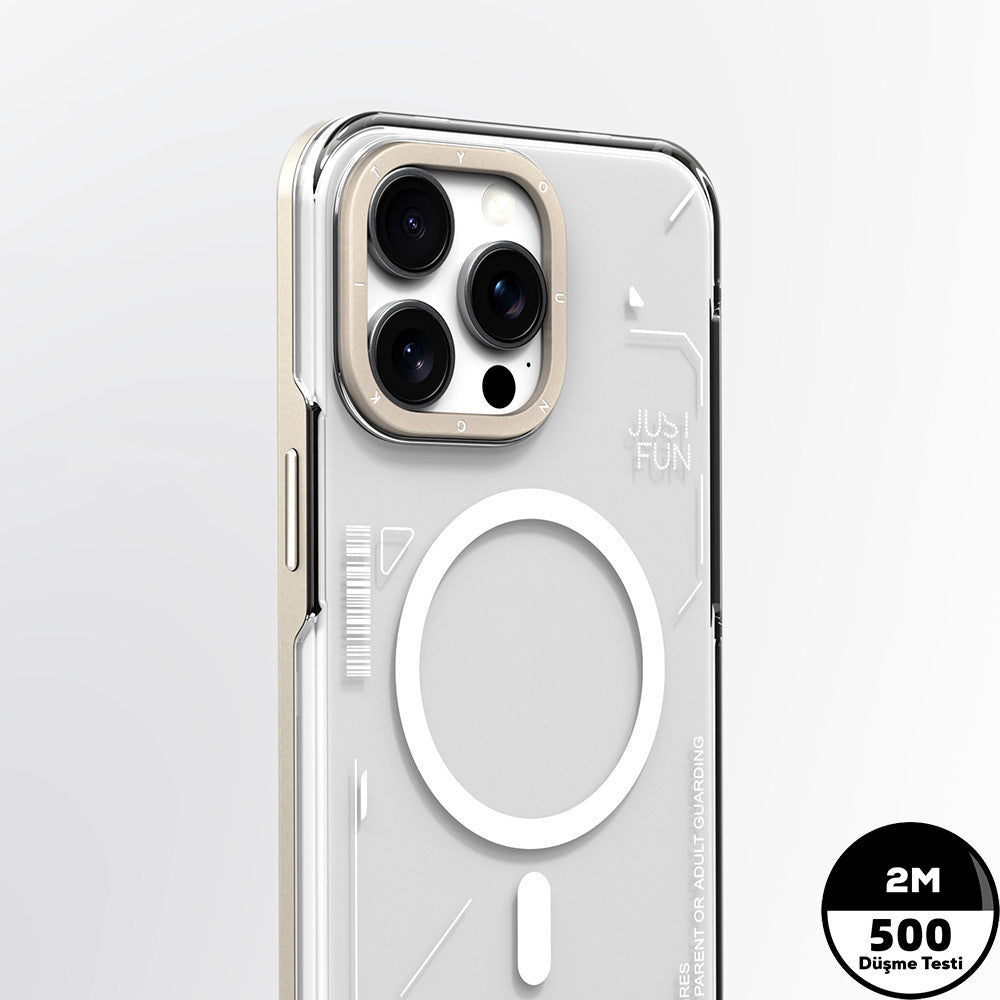 iPhone 16 Pro Kılıf Magsafe Şarj Özellikli Çıkarılabilir Arka Yüzeyli Youngkit Mecha Kılıf Gold