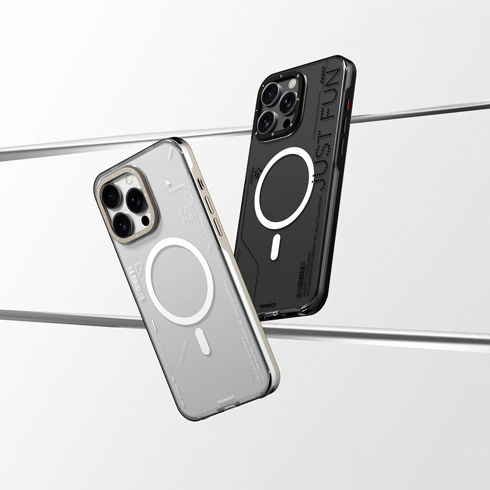 iPhone 16 Pro Kılıf Magsafe Şarj Özellikli Çıkarılabilir Arka Yüzeyli Youngkit Mecha Kılıf Gold