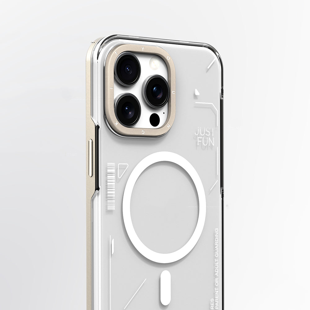 iPhone 16 Pro Kılıf Magsafe Şarj Özellikli Çıkarılabilir Arka Yüzeyli Youngkit Mecha Kılıf Gold