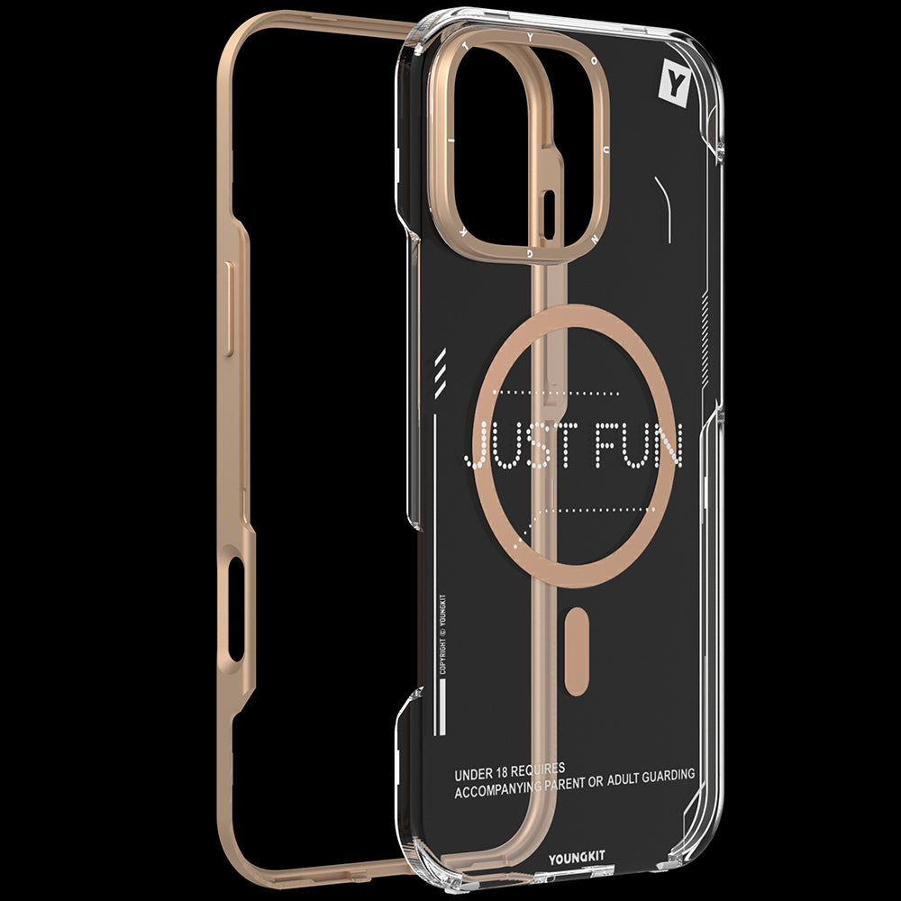 iPhone 16 Pro Kılıf Magsafe Şarj Özellikli Çıkarılabilir Arka Yüzeyli Youngkit Mecha Kılıf Siyah