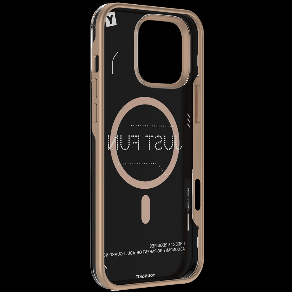 iPhone 16 Pro Kılıf Magsafe Şarj Özellikli Çıkarılabilir Arka Yüzeyli Youngkit Mecha Kılıf Gold