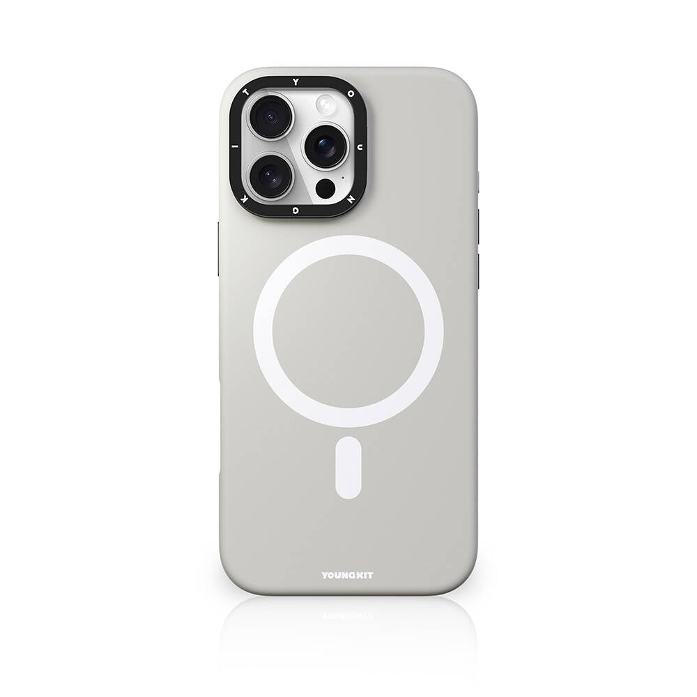 iPhone 16 Pro Kılıf Magsafe Şarj Özellikli Kamera Standlı Youngkit Bitty Cream Kılıf Siyah
