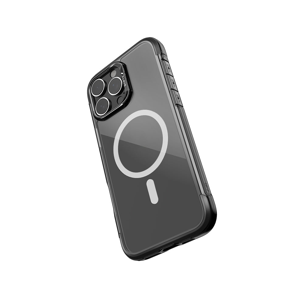 iPhone 16 Pro Kılıf Magsafe Şarj Özellikli Raptic Air Serisi Airbag Tasarımlı Metal Köşelikli Şeffaf Kılıf Gümüş