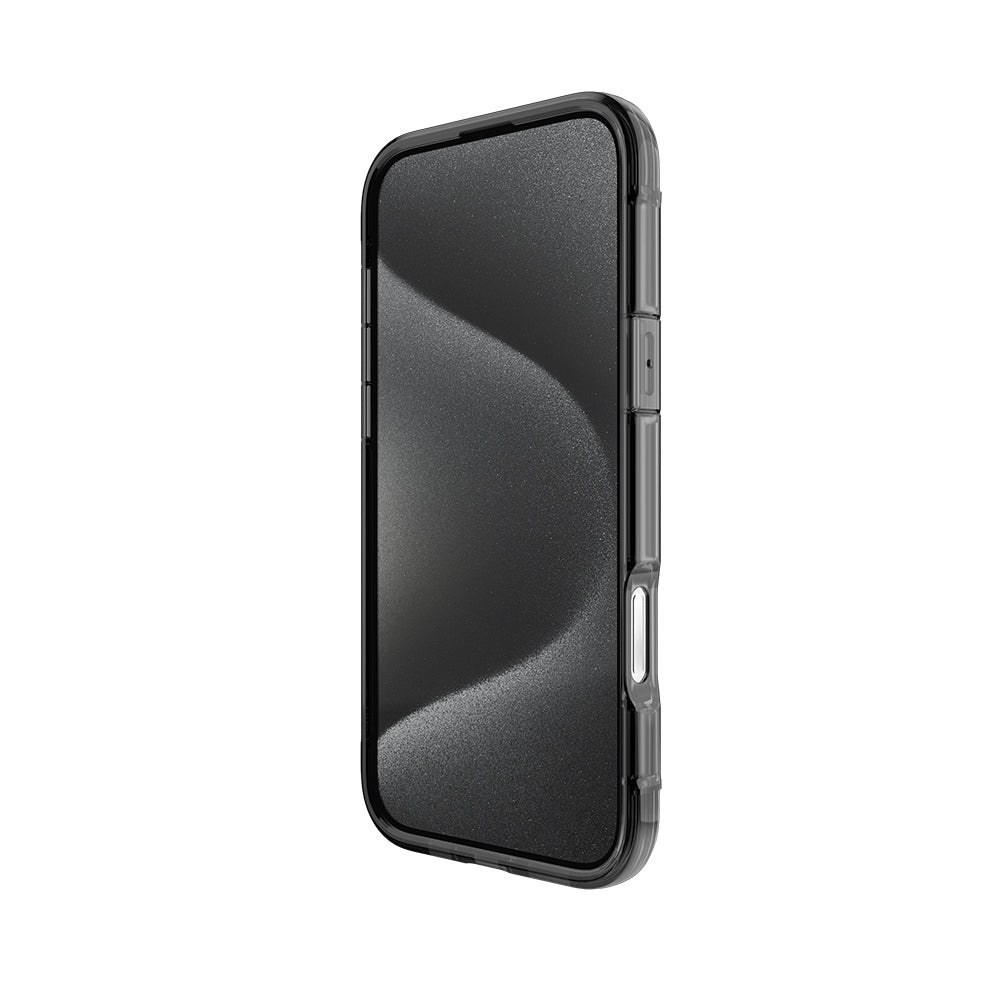 iPhone 16 Pro Kılıf Magsafe Şarj Özellikli Raptic Air Serisi Airbag Tasarımlı Metal Köşelikli Şeffaf Kılıf Gümüş