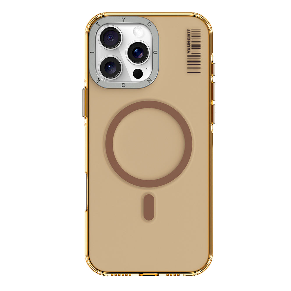 iPhone 16 Pro Kılıf Magsafe Şarj Özellikli Şeffaf Youngkit Crystal Shield Serisi Kılıf Gold