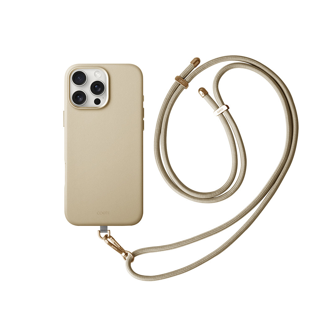 iPhone 16 Pro Kılıf Magsafe Şarj Özellikli Soft Arka Yüzey Askı İpli Coehl Muse Kılıf Kum Pembe