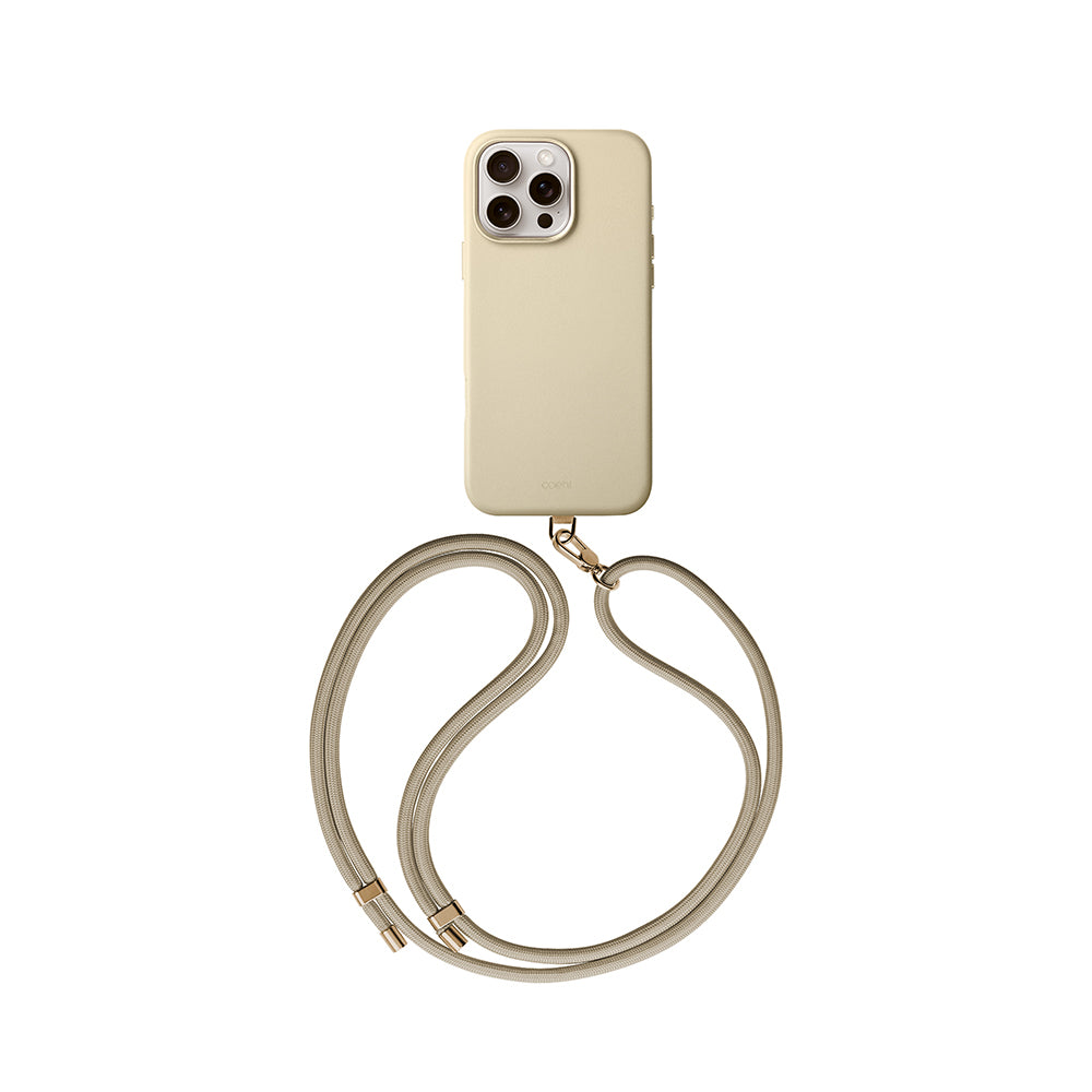 iPhone 16 Pro Kılıf Magsafe Şarj Özellikli Soft Arka Yüzey Askı İpli Coehl Muse Kılıf Krem