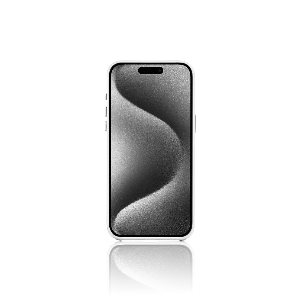 Apple iPhone 16 Pro Kılıf Magsafe Şarj Özellikli Suni Deri Tasarımlı Pynana Starry Serisi Kapak Beyaz