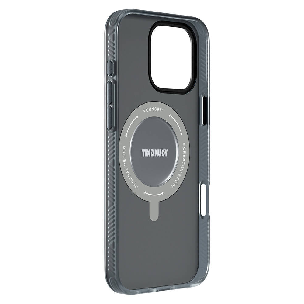 iPhone 16 Pro Kılıf Magsafe Şarj Özellikli Youngkit 360° Standlı Technology Serisi Kılıf Mavi
