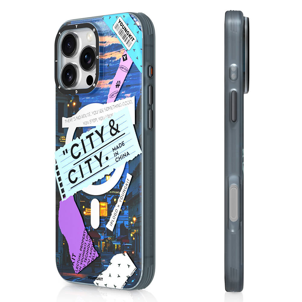 iPhone 16 Pro Kılıf Magsafe Şarj Özellikli Youngkit A-City Serisi Kılıf Mavi