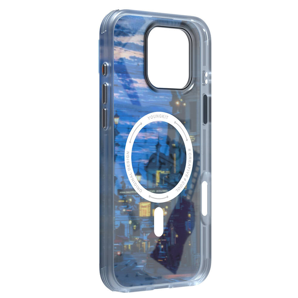 iPhone 16 Pro Kılıf Magsafe Şarj Özellikli Youngkit A-City Serisi Kılıf Mavi