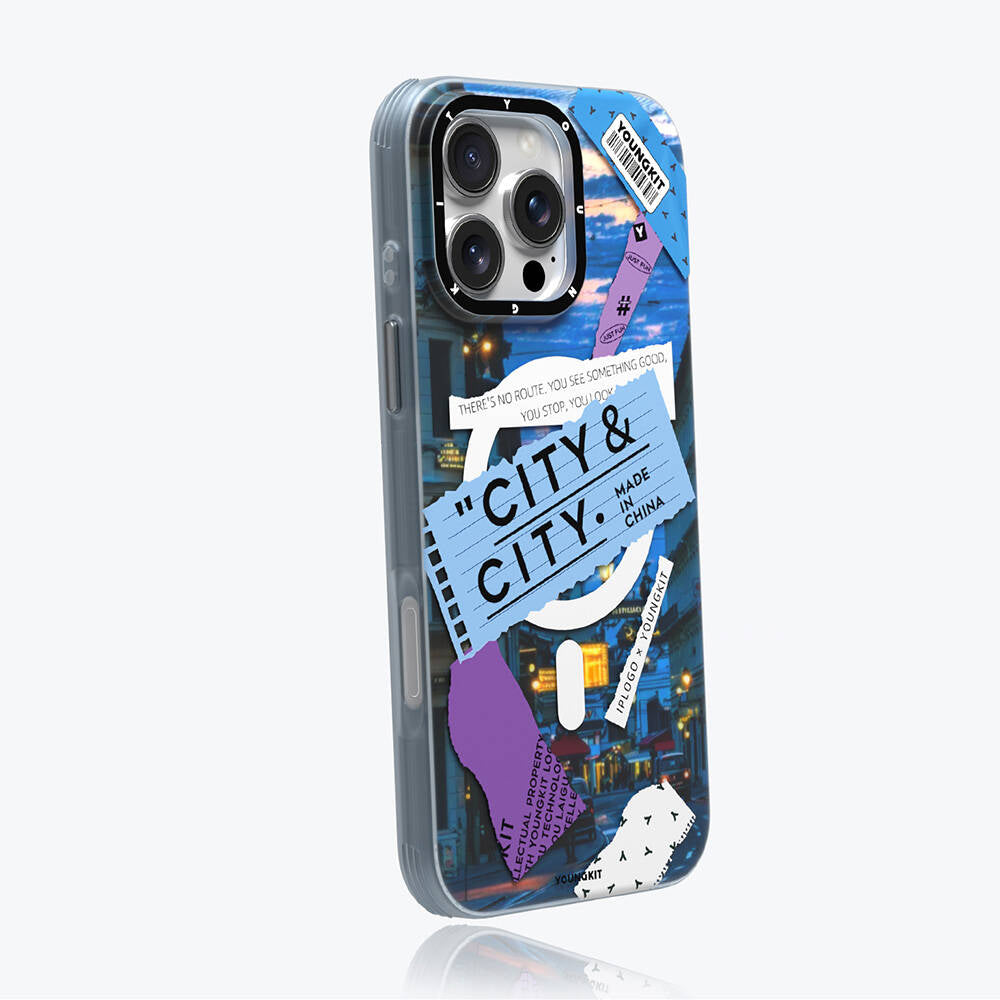 iPhone 16 Pro Kılıf Magsafe Şarj Özellikli Youngkit A-City Serisi Kılıf Mavi