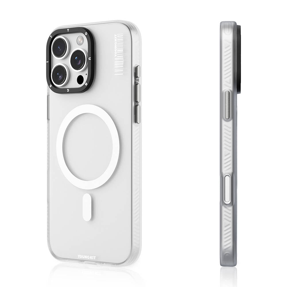 iPhone 16 Pro Kılıf Magsafe Şarj Özellikli Youngkit Hidden Sand Serisi Kılıf Beyaz