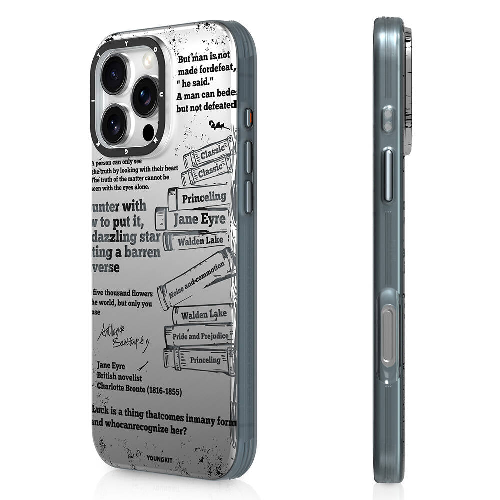 iPhone 16 Pro Kılıf Magsafe Şarj Özellikli Youngkit Literary Serisi Classic Kılıf Gri