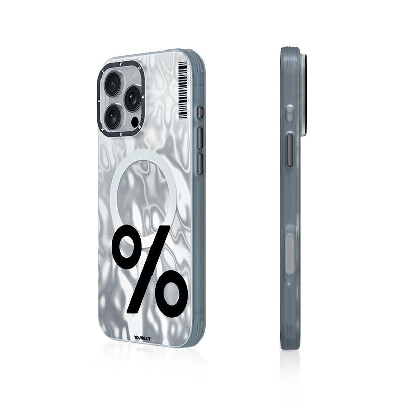 iPhone 16 Pro Kılıf Magsafe Şarj Özellikli Youngkit Mathematical Serisi Kılıf Gümüş