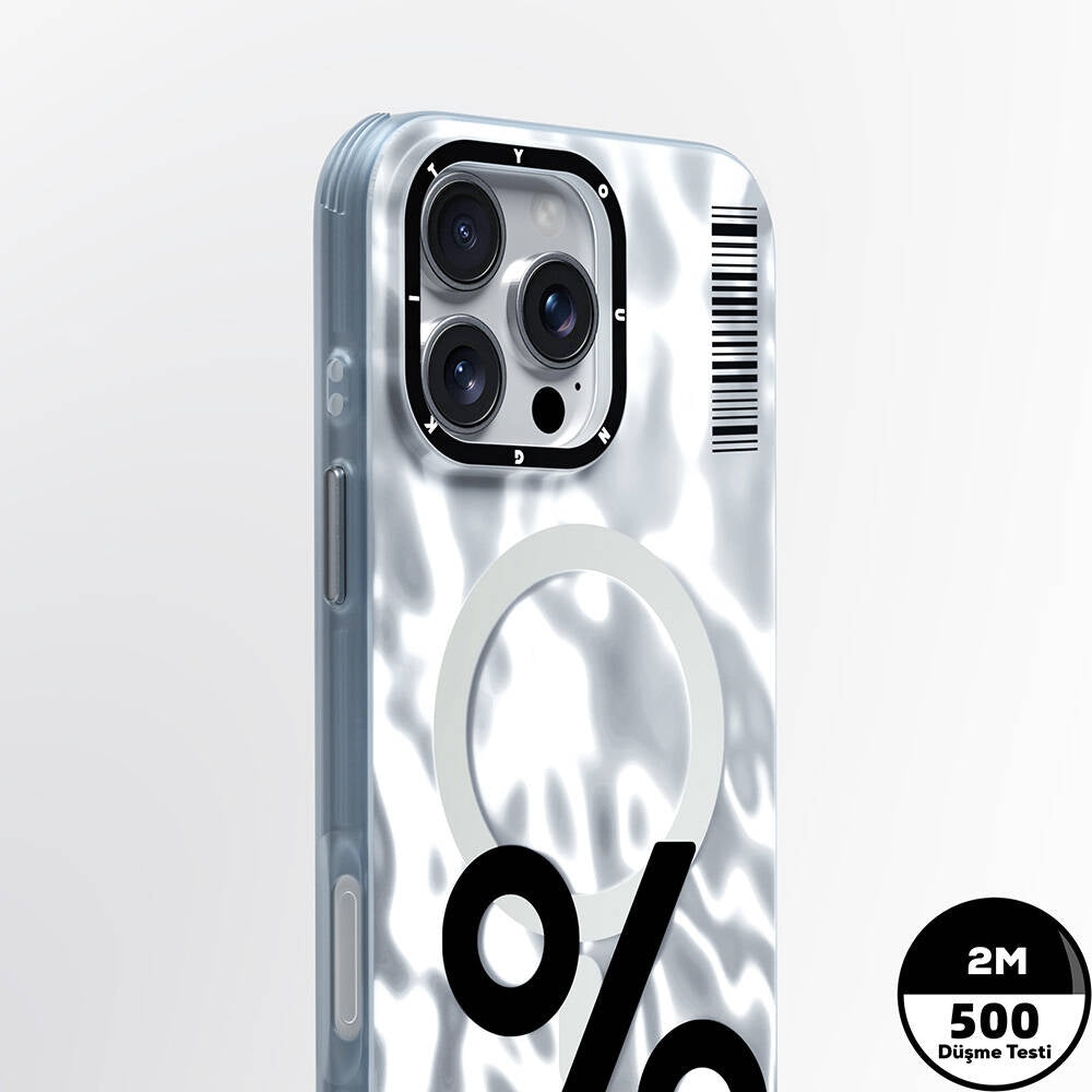 iPhone 16 Pro Kılıf Magsafe Şarj Özellikli Youngkit Mathematical Serisi Kılıf Gri