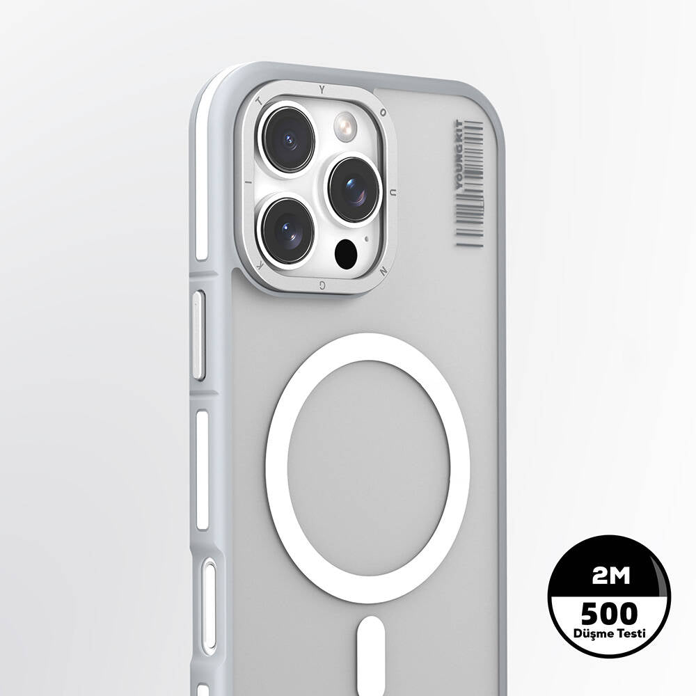 iPhone 16 Pro Kılıf Magsafe Şarj Özellikli Youngkit Rock Sand Serisi Kılıf Mavi