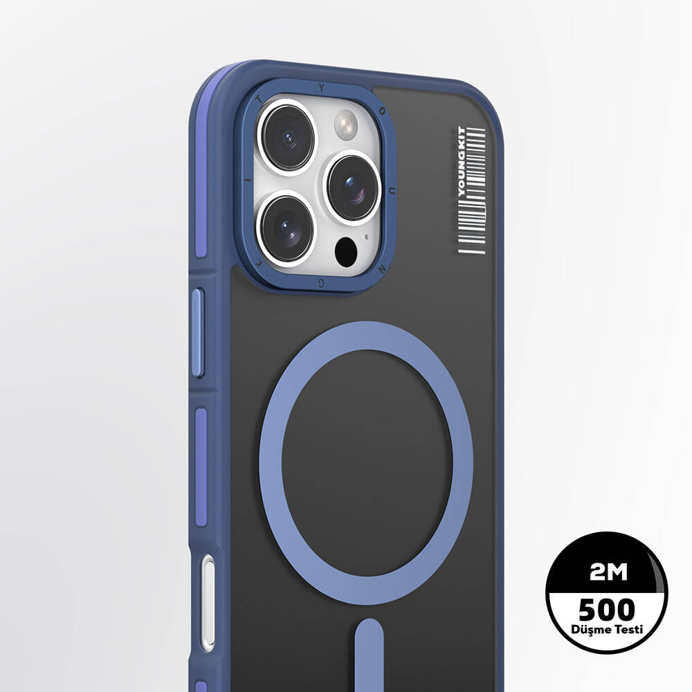 iPhone 16 Pro Kılıf Magsafe Şarj Özellikli Youngkit Rock Sand Serisi Kılıf Gri