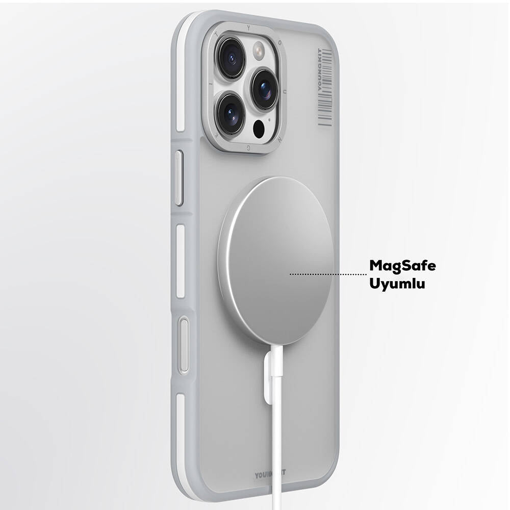 iPhone 16 Pro Kılıf Magsafe Şarj Özellikli Youngkit Rock Sand Serisi Kılıf Siyah