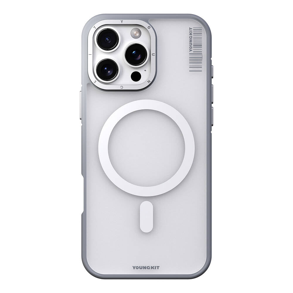 iPhone 16 Pro Kılıf Magsafe Şarj Özellikli Youngkit Rock Sand Serisi Kılıf Gri