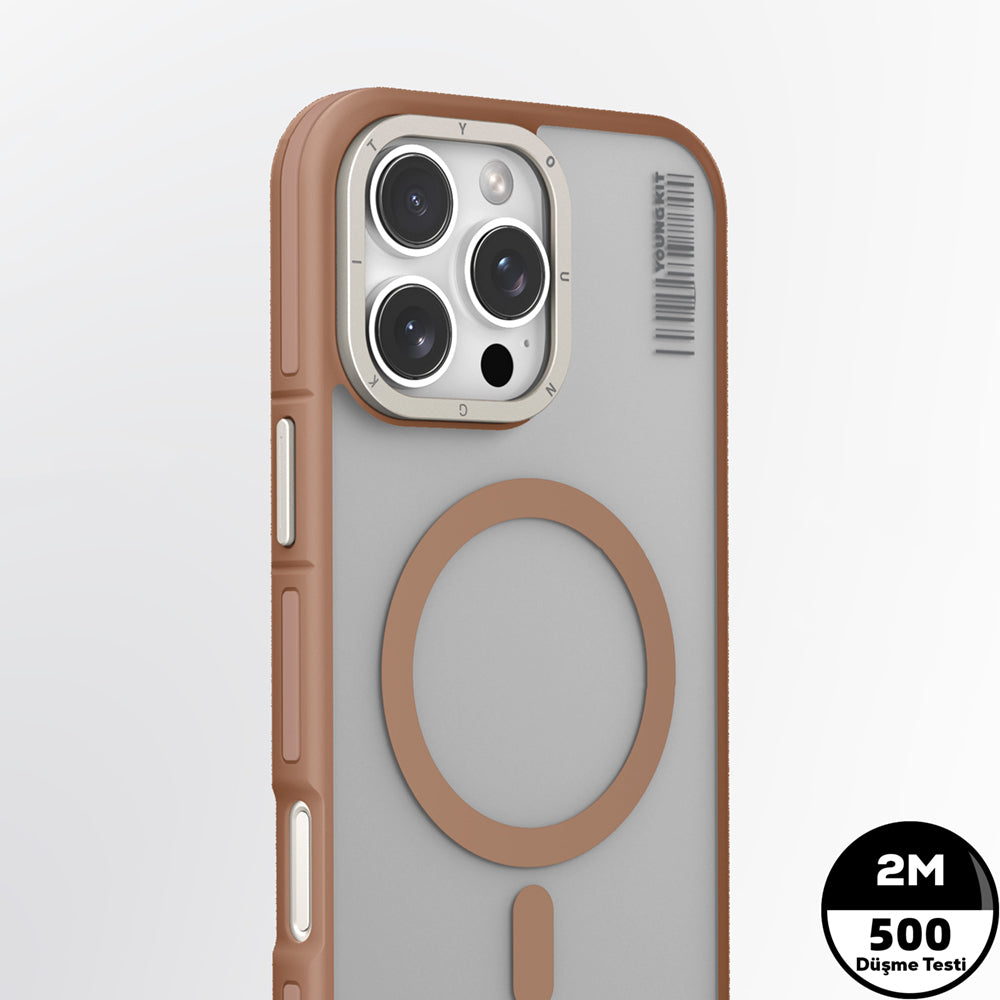 iPhone 16 Pro Kılıf Magsafe Şarj Özellikli Youngkit Rock Sand Serisi Kılıf Mavi