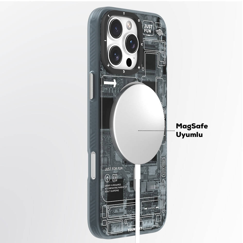 iPhone 16 Pro Kılıf Magsafe Şarj Özellikli Youngkit Technology Serisi Kılıf Desert Gold