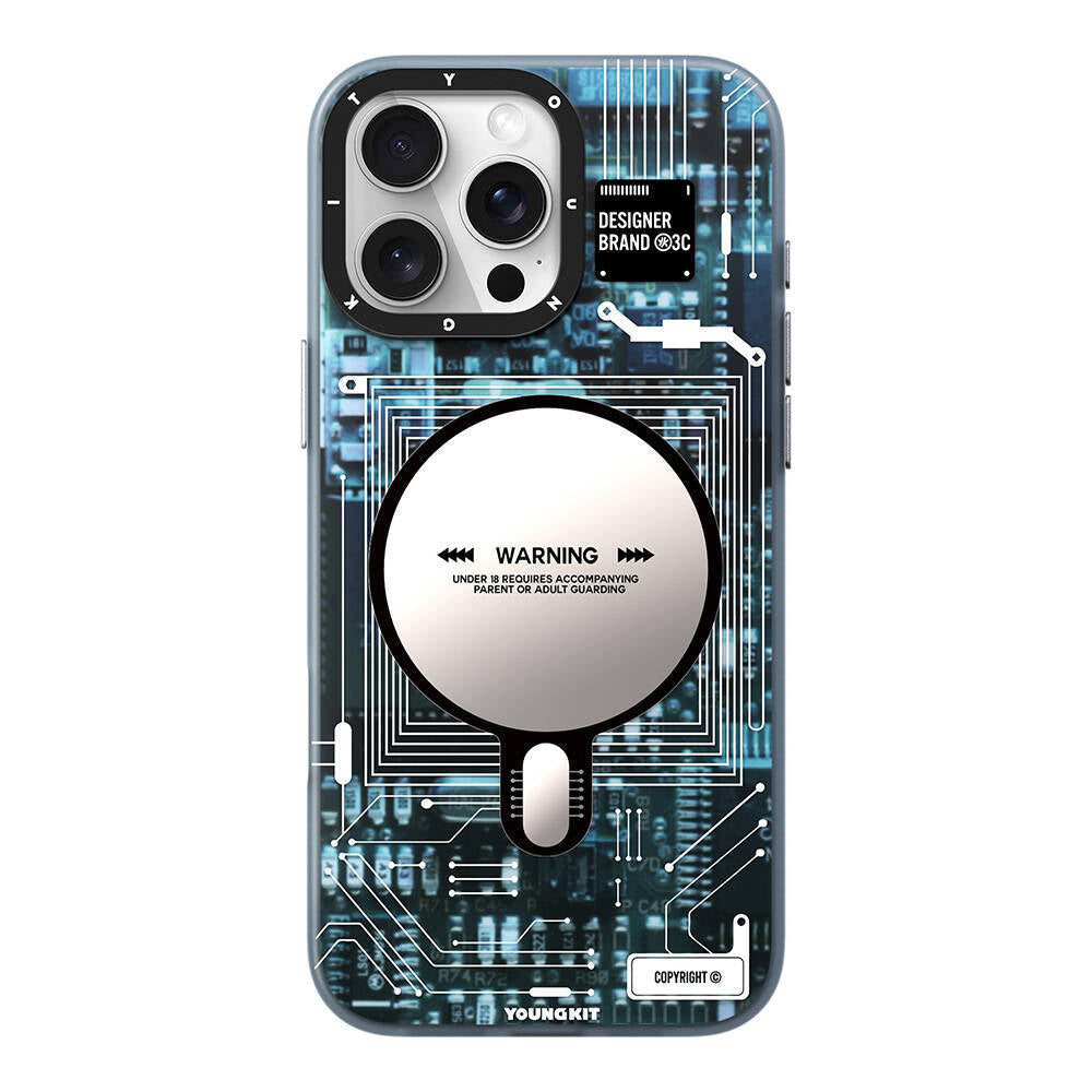 iPhone 16 Pro Kılıf Magsafe Şarj Özellikli Youngkit Technology Serisi Kılıf Mavi